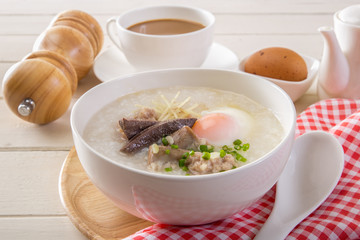 Traditional chinese porridge rice gruel in bowl