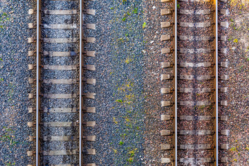 Aerial view on Railway tracks. Cargo shipping. Travel background