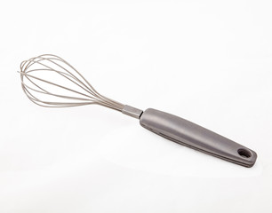 Stainless Steel Egg Whisk on white background.