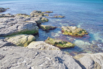 Каменистый берег Каспия в олрестностях Актау