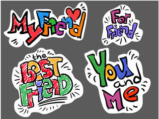 Lettering hand drawing stickers Friend