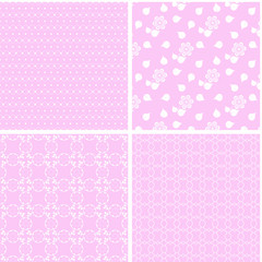 Pink different vector seamless patterns