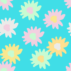 Fototapeta na wymiar Seamless pattern for children with cute hand-drawn flowers, vector