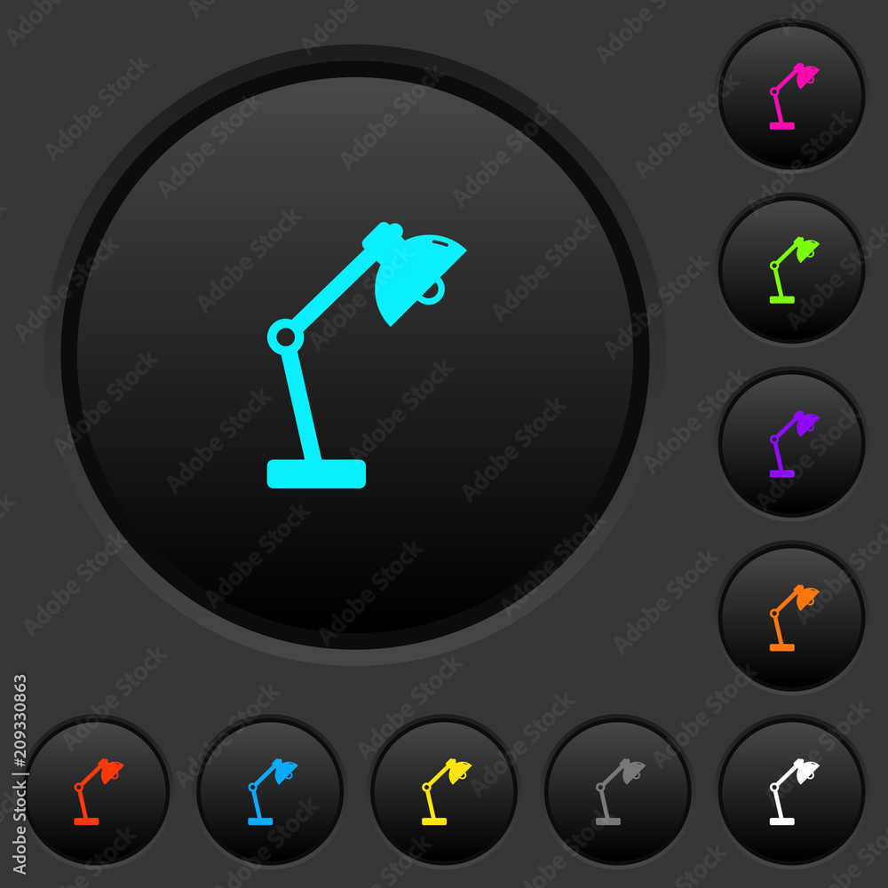 Poster desk lamp dark push buttons with color icons