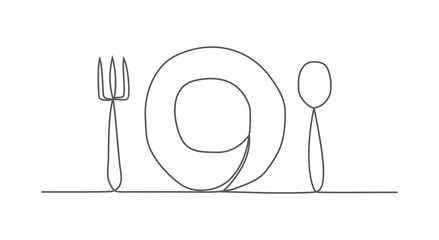 Food One line drawing