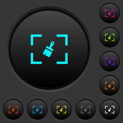 Camera sensor cleaning dark push buttons with color icons