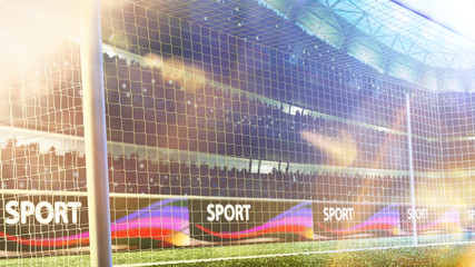 Stadium Soccer Goal or Football Goal 3d render