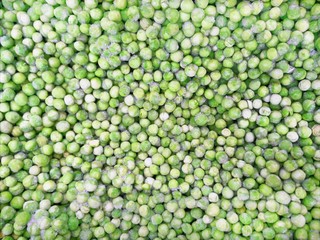 Freshly frozen green peas. Healthy eating. Organic products.