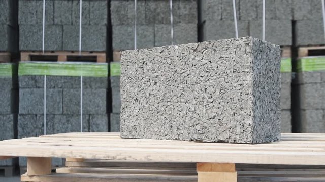 building cement block on the background of the warehouse