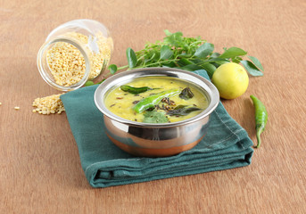 Dal curry, made from moong dal or mung, is a healthy, traditional and popular Indian vegetarian and delicious side dish for items like chapati and rice.