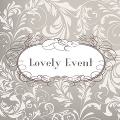 Elegant vector wedding invitation with swirls and frame in classic vintage style