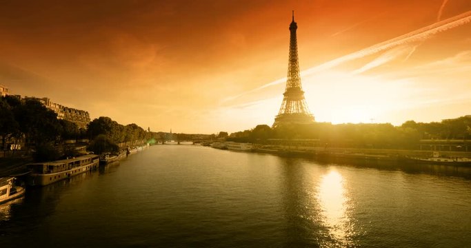 Eiffel tower, sunset time, Paris. France