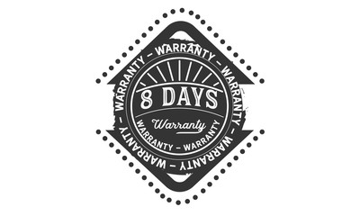 8 days warranty icon stamp