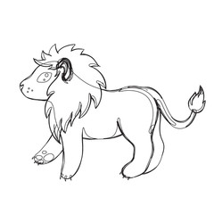 lion in continious line graphic style