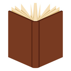 Vector Flat Icon - Open Book with Blank Brown Cover