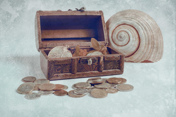 Old treasure chest in a mysterious place.