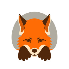 Obraz premium fox face vector illustration flat style front