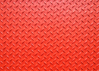 red painted industrial metal plate industrial diamond pattern grip texture