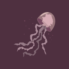 Sea jellyfish vector cartoon flat illustration isolated on background.
