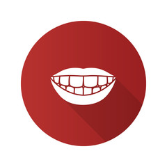 Beautiful smile with healthy teeth flat design long shadow glyph