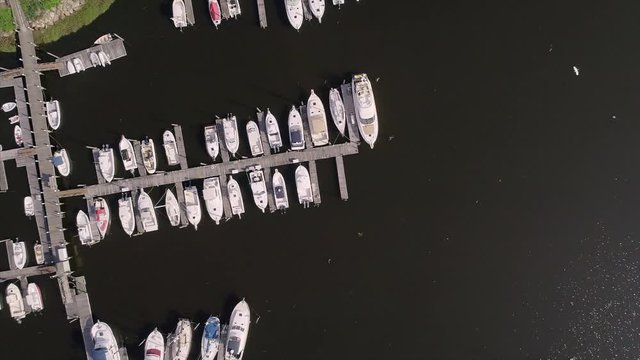 Overhead view of Point Judith marina in Rhode Island