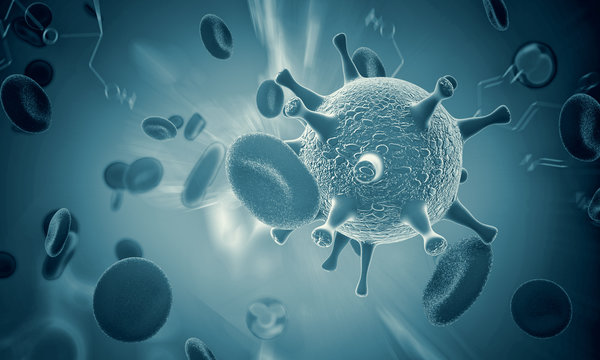 HIV virus in the bloodstream - 3D illustration