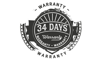 34 days warranty icon stamp