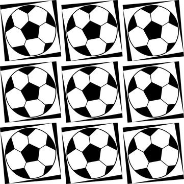 Seamless pattern with soccer balls in black and white colors