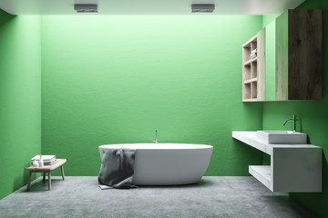 Naklejka na ściany i meble Minimalistic green bathroom interior