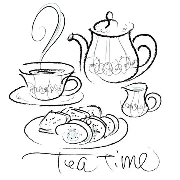 紅茶とクッキーのイラスト