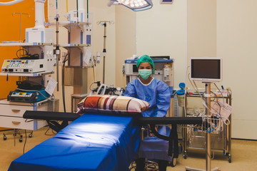 surgeon is preparing patients for surgery.