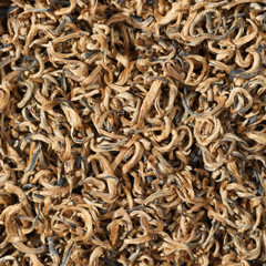 Perfectly suitable tea composition for backgrounds and textures.
Many different varieties and shapes on one square photo. Top view.
The High-End Tea of China.
