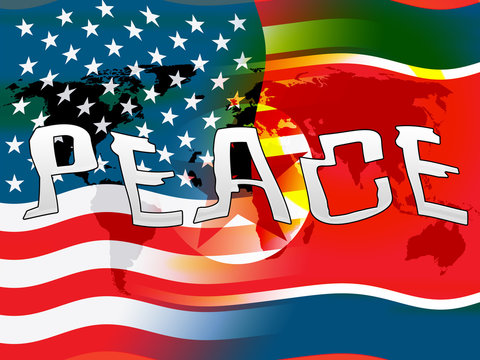 Usa North Korea Peace Waving Flag 3d Illustration