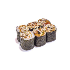 Unagi Roru rolls set on white background