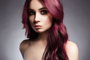 Fototapeta premium Pink Hair Beautiful young woman