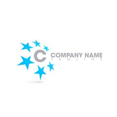 STARS CIRCLED LETTER LOGO TEMPLATE