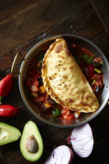 Calzone, folded pizza 