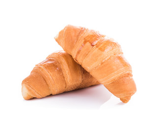 Two croissants isolated on white background