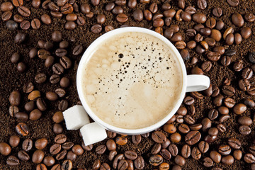A cup of strong frothy espresso coffee