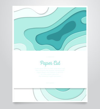 Sea wave abstract layout - vector paper cut banner