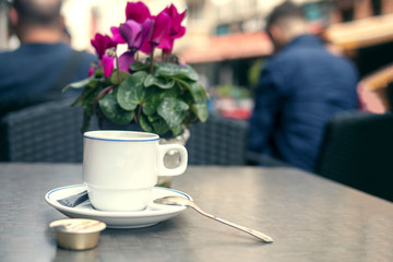Table setting in a street cafe