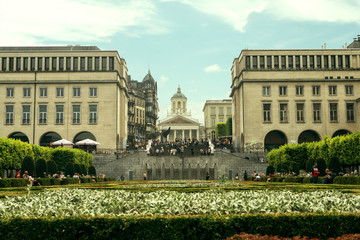 Obraz premium Brussels, Belgium, June 10, 2018 Brussels architecture, park, central station