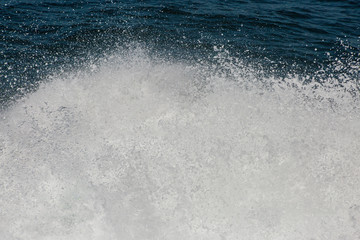 Sea waves splashing, yacht track