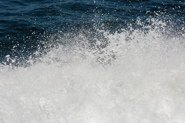 Sea waves splashing, yacht track