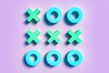 Pastel colors tic tac toe creative background
