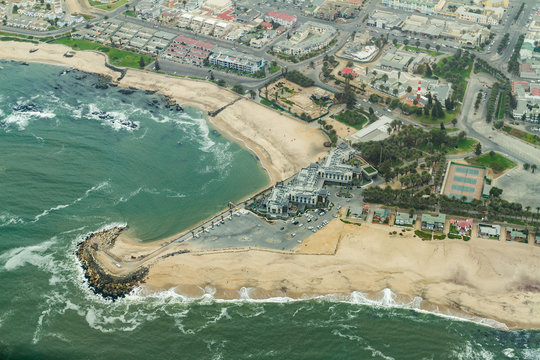 Aerial view of the southern end of Swakopmund Namibia