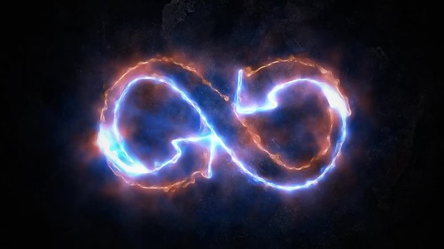 The symbol of infinity glows in the plasma. Infinity 33