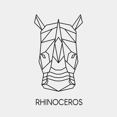 Abstract polygon the head of a rhinoceros. Geometric line African animal. Vector.