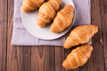 Fresh croissant. Top view