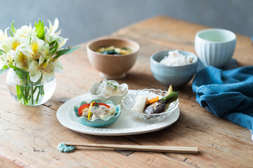 鱈のマリネと煮物の和風プレート